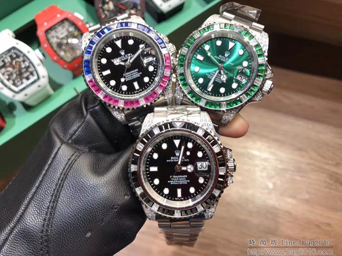 ROLEX勞力士 水鬼系列 全自動機械機芯 鍍膜玻璃 三珠鋼帶保險扣 男士腕表  wssb4691